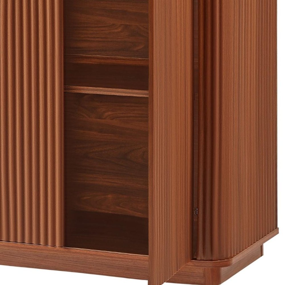 32" Brown Wood Accent Cabinet With Two Doors