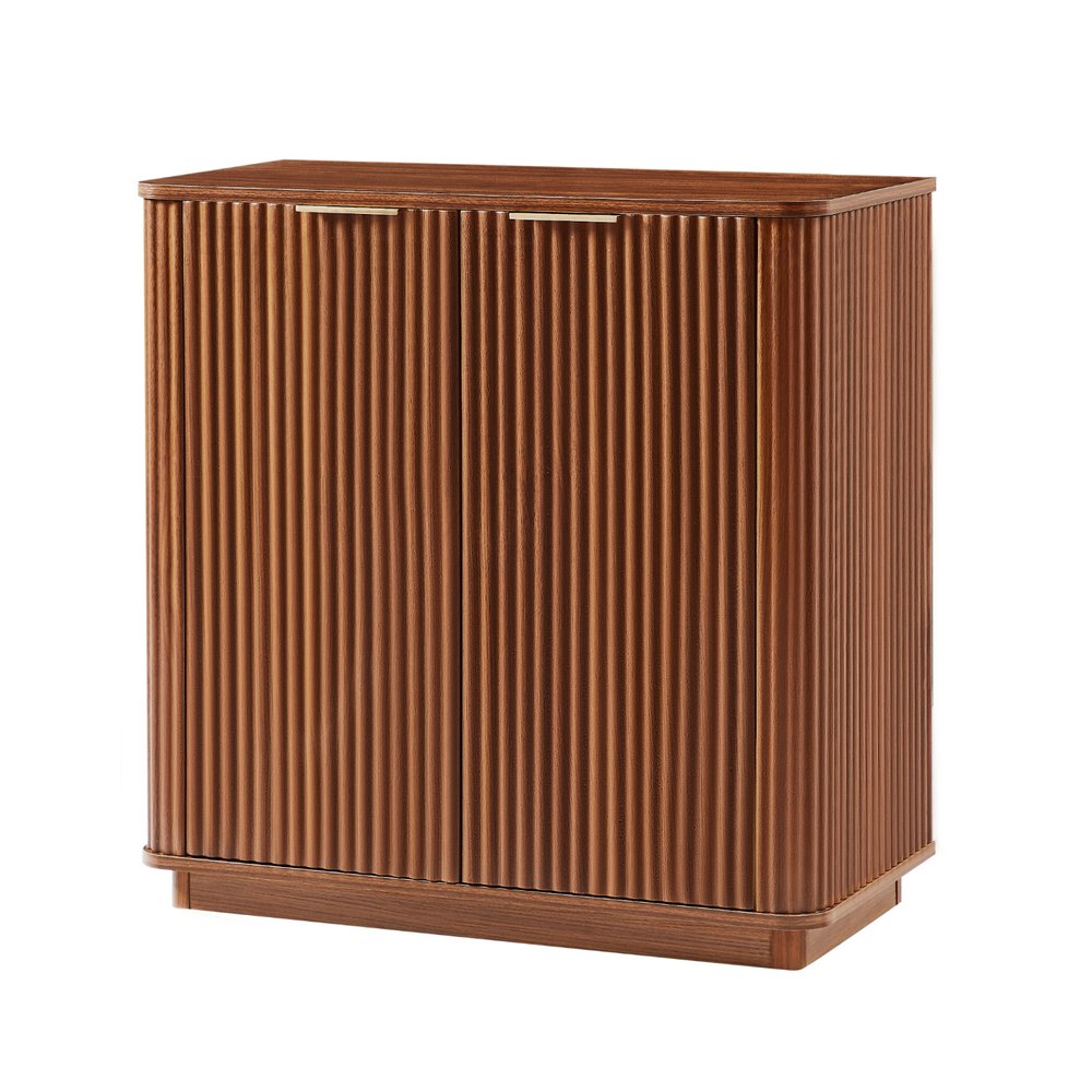 32" Brown Wood Accent Cabinet With Two Doors