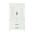 27" White Wood Accent Cabinet With Two Doors And Two Drawers