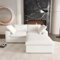 80" White and Black Linen Blend Modular Loveseat With Storage