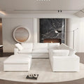 White Linen Blend Modular L Shaped Six Piece Corner Sectional