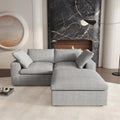 Light Gray Linen Blend Modular L Shaped Three Piece Corner Sectional