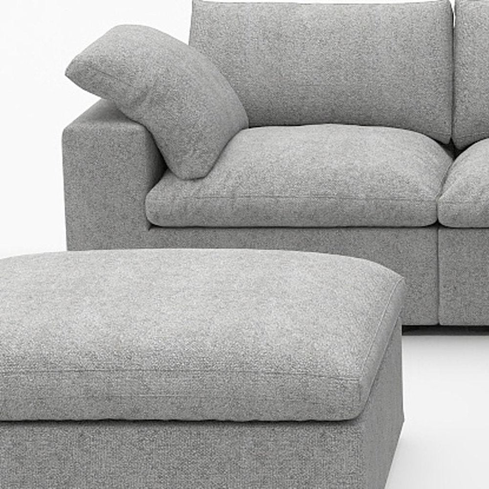 Light Gray Linen Blend Modular L Shaped Six Piece Corner Sectional