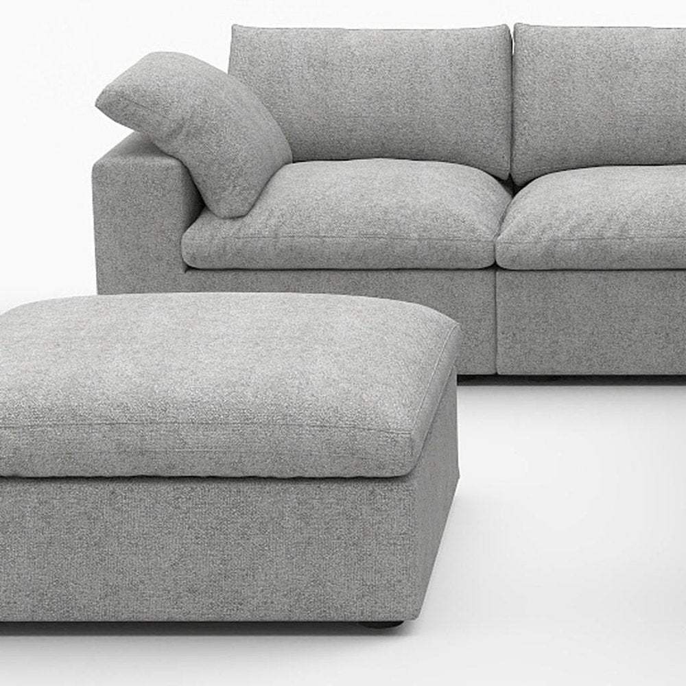 Light Gray Linen Blend Modular L Shaped Six Piece Corner Sectional