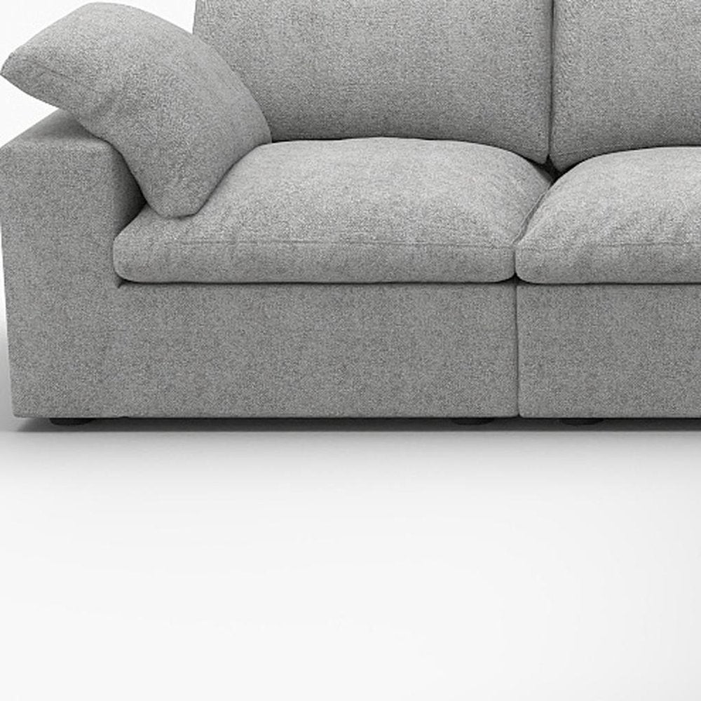 Light Gray Linen Blend Modular L Shaped Five Piece Corner Sectional