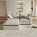 80" Khaki and Black Linen Blend Modular Loveseat With Storage