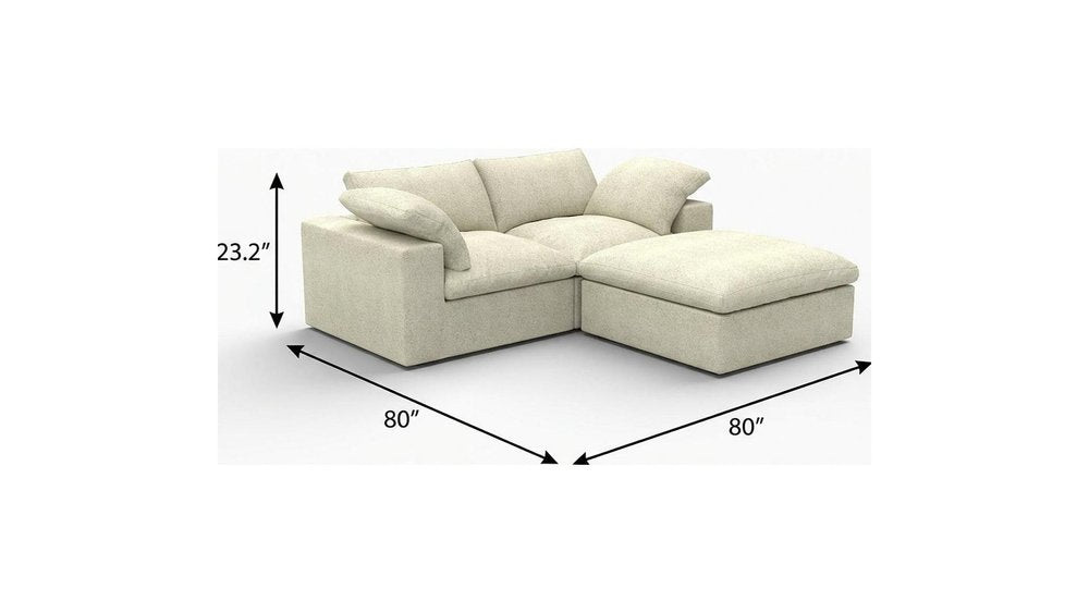 80" Khaki and Black Linen Blend Modular Loveseat With Storage