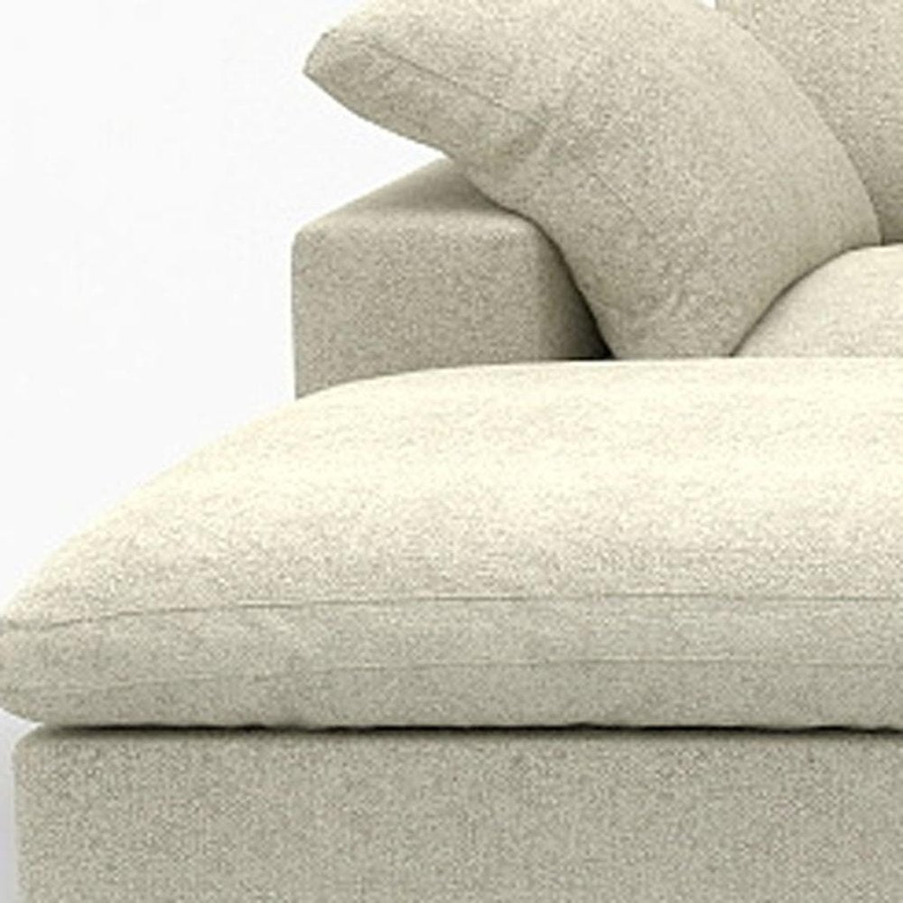 160" Khaki Linen Blend Modular Universal Sofa With Ottoman And Storage