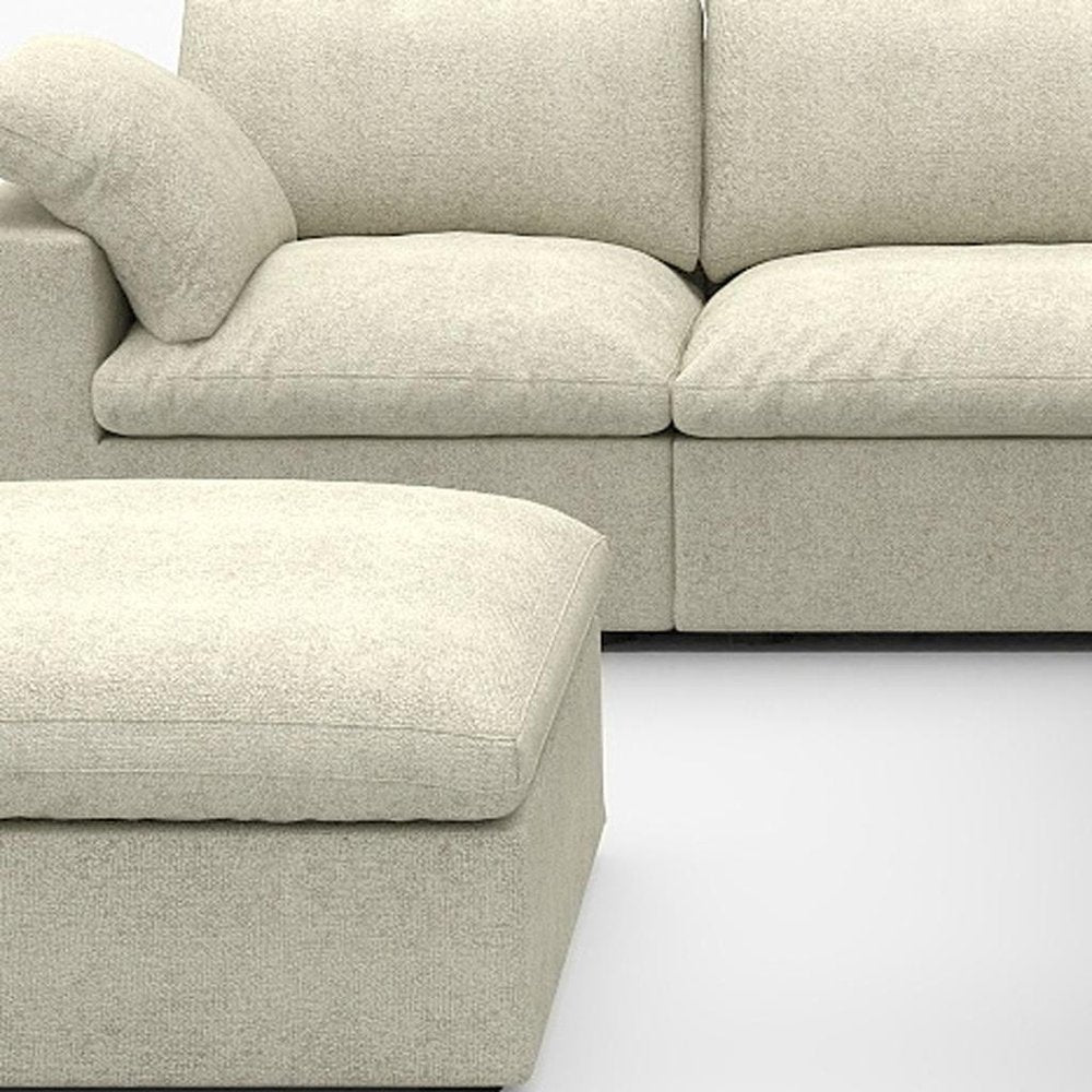 Khaki Linen Blend Modular L Shaped Six Piece Sofa and Chaise Sectional