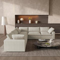 Khaki Linen Blend L Shaped Five Piece Corner Sectional