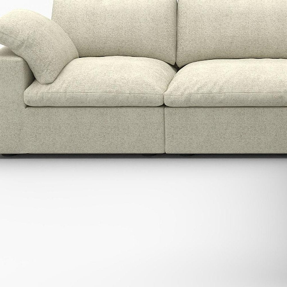 Khaki Linen Blend L Shaped Five Piece Corner Sectional