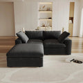 80" Black Linen Blend Modular Loveseat With Storage