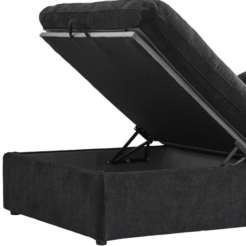 80" Black Linen Blend Modular Loveseat With Storage