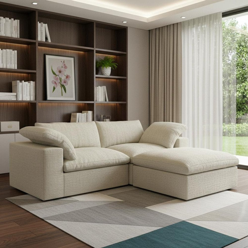 80" Black Linen Blend Modular Loveseat With Storage