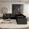 Black Linen Blend Modular L Shaped Five Piece Corner Sectional