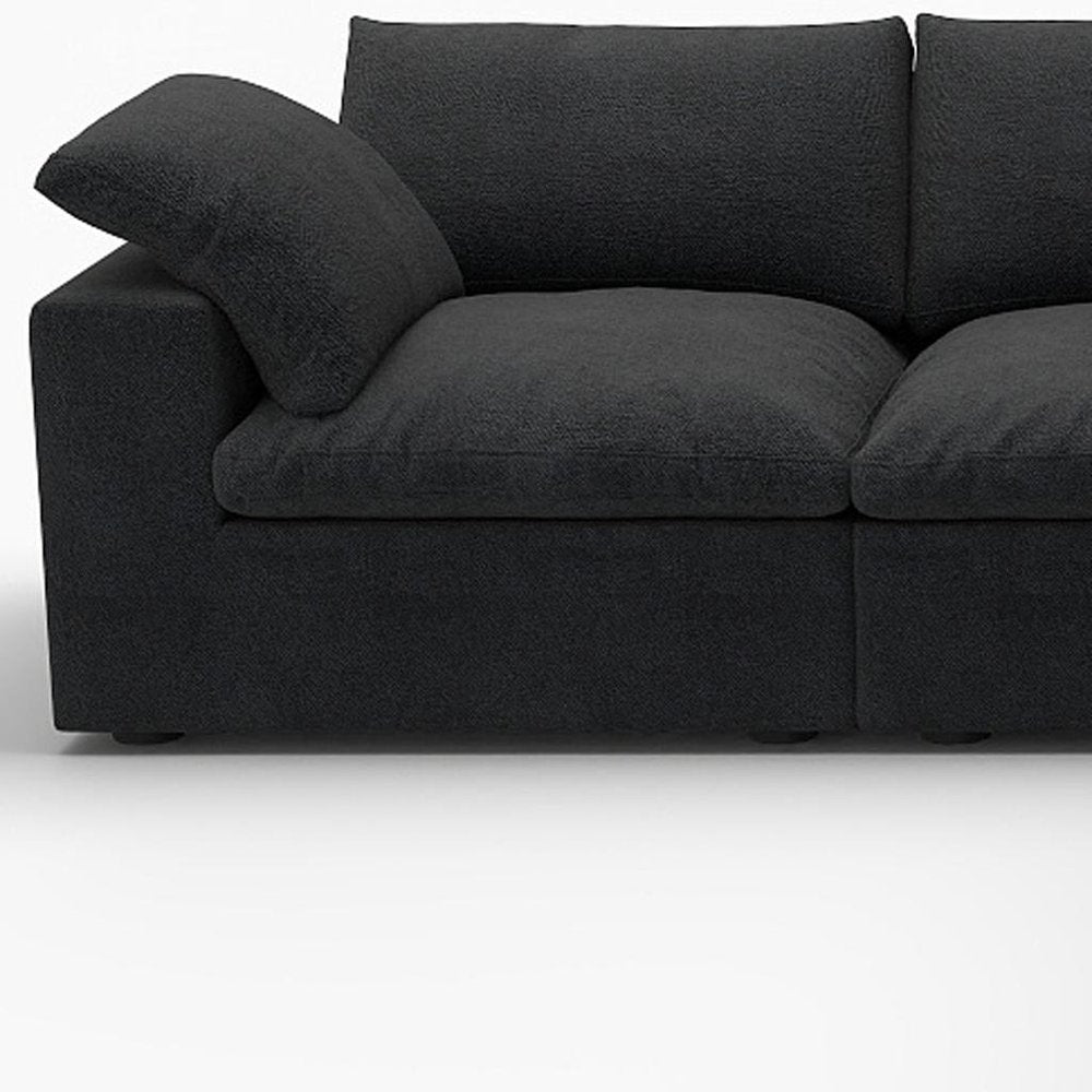 Black Linen Blend Modular L Shaped Five Piece Corner Sectional