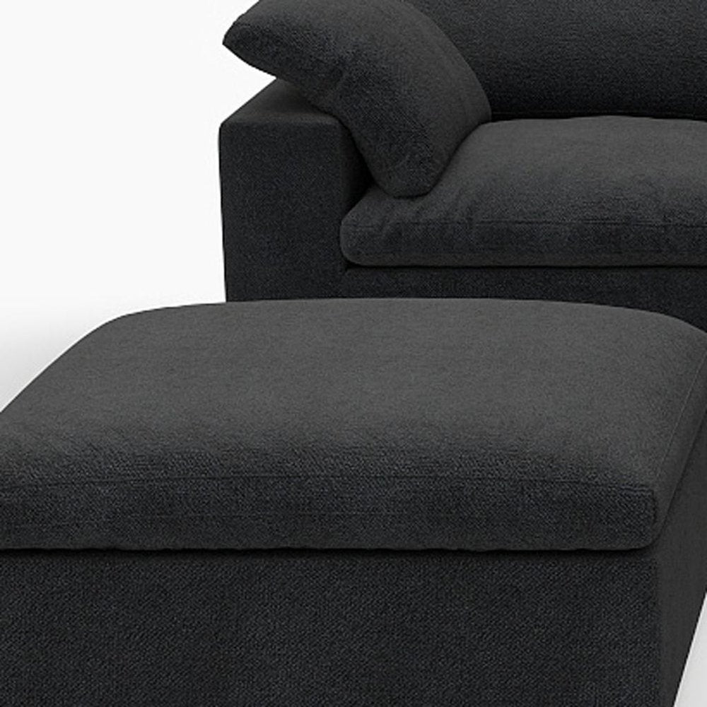 Black Linen Blend Modular L Shaped Six Piece Corner Sectional