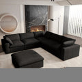 Black Linen Blend Modular L Shaped Six Piece Corner Sectional