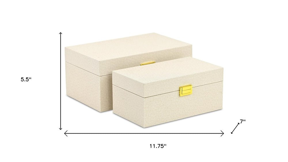 Set of Two Gold Wood Hand Painted Decorative Box