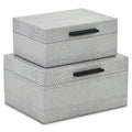Set of Two Gray Wood Hand Painted Decorative Box