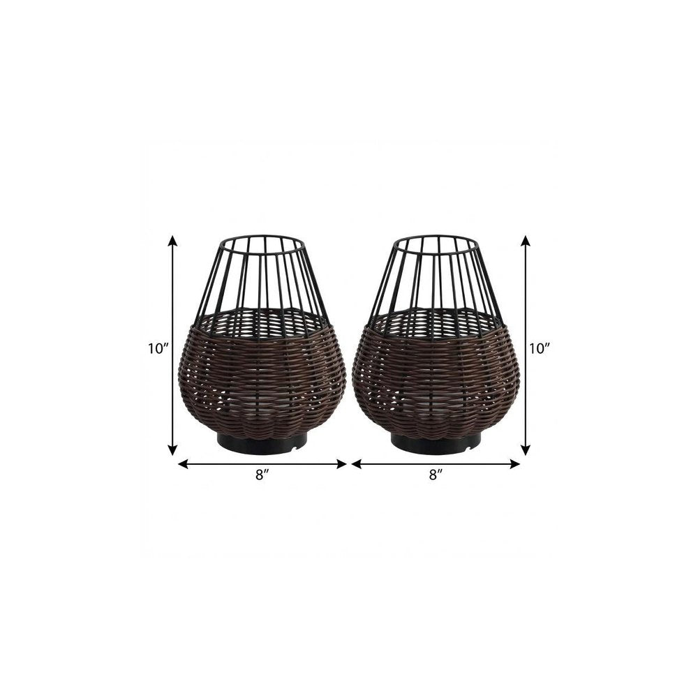 Set of Two 10" Black Round USB Table Lamps LED With Globe Shades