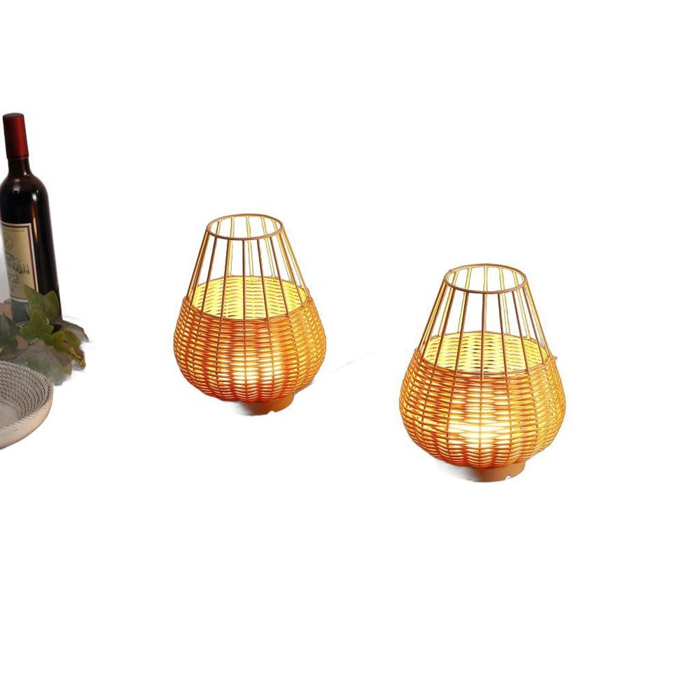 Set of Two 10" Brown Round USB Table Lamps LED With Globe Shades