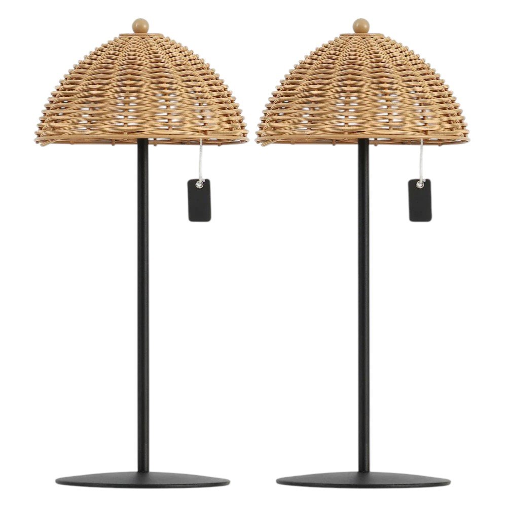 Set of Two 13" Black Novelty USB Table Lamps LED With Globe Shades