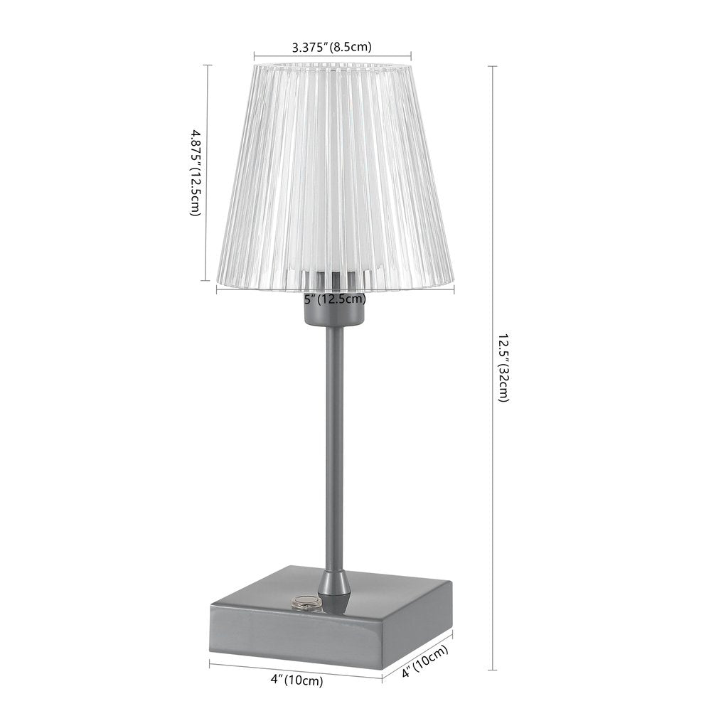 13" Gray USB Table Lamp With Empire Shade