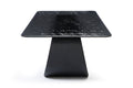 94" Black Glass and Brass Double Geo Pedestal Base Dining Table