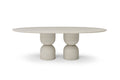 94" Beige Marble Double Pedestal Base Oval Dining Table