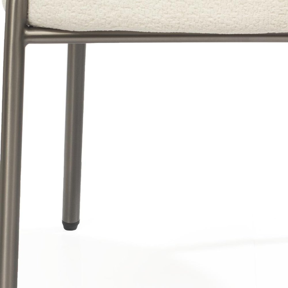 White and Gunmetal Boucle Dining Arm Chair