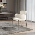 White and Gunmetal Boucle Dining Arm Chair