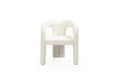 White Boucle Partially Open Back Dining Arm Chair