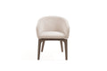 Taupe and Brown Boucle And Faux Leather Dining Arm Chair