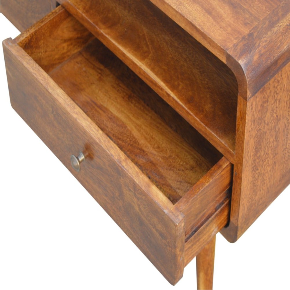 35" Chestnut Solid Wood Enclosed and Open Storage TV Stand
