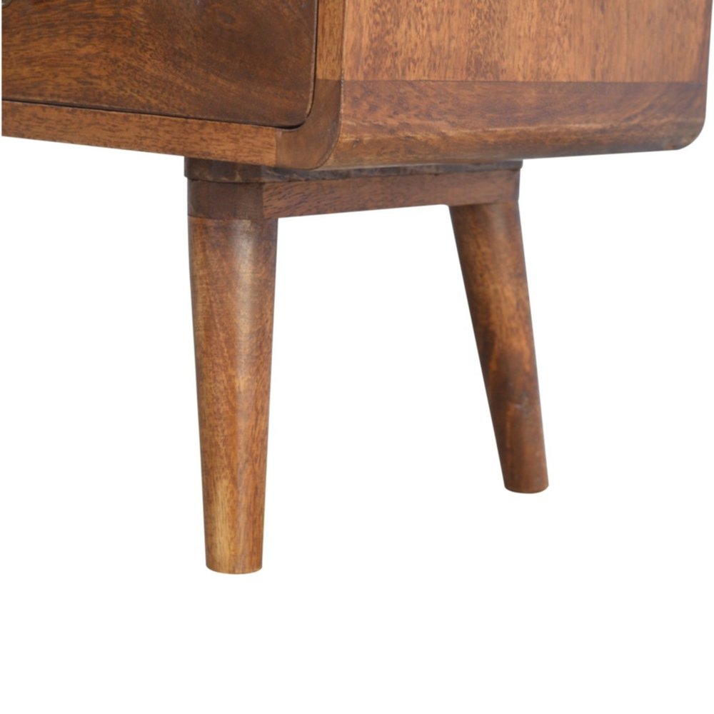 35" Chestnut Solid Wood Enclosed and Open Storage TV Stand