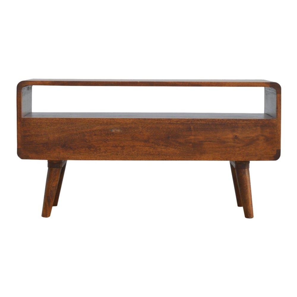 35" Chestnut Solid Wood Enclosed and Open Storage TV Stand