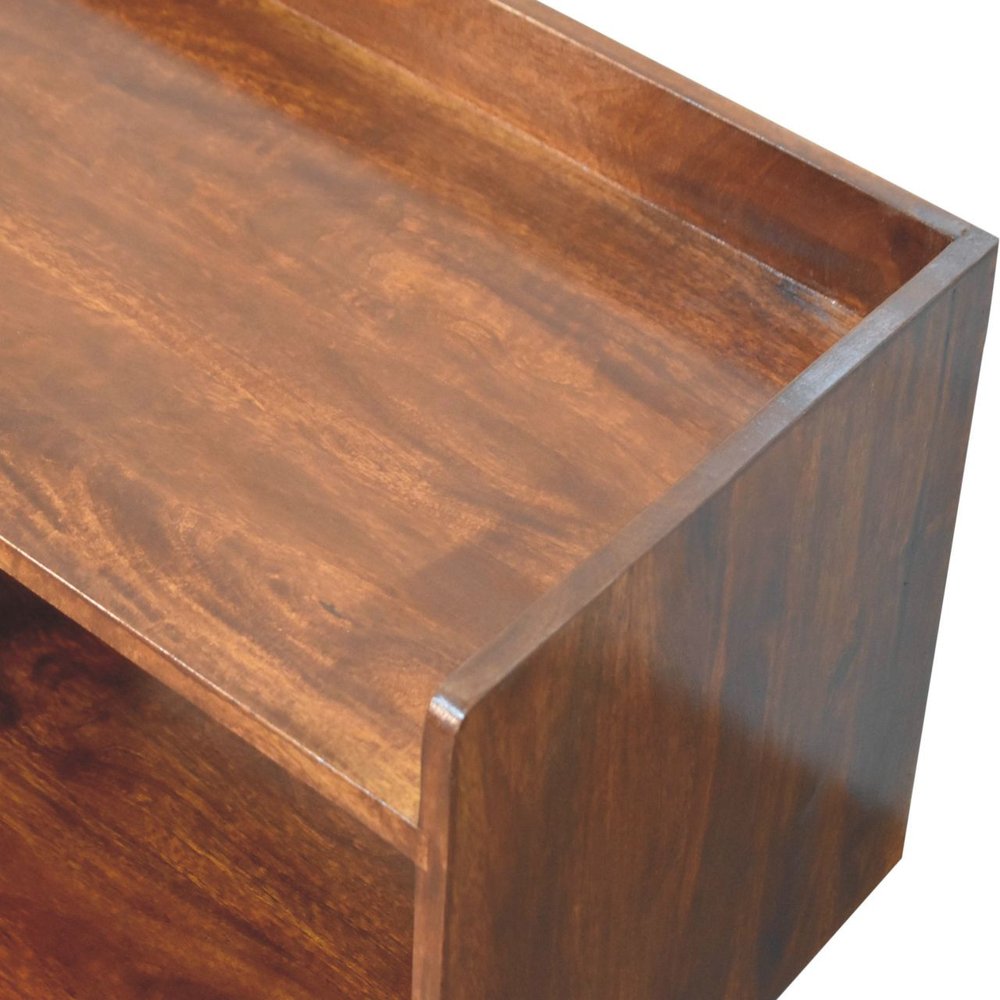 45" Brown Solid Wood Enclosed and Open Storage TV Stand