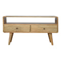 35" Oak Solid Wood Enclosed and Open Storage TV Stand