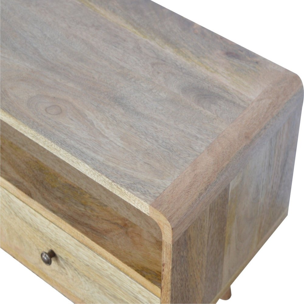 35" Oak Solid Wood Enclosed and Open Storage TV Stand