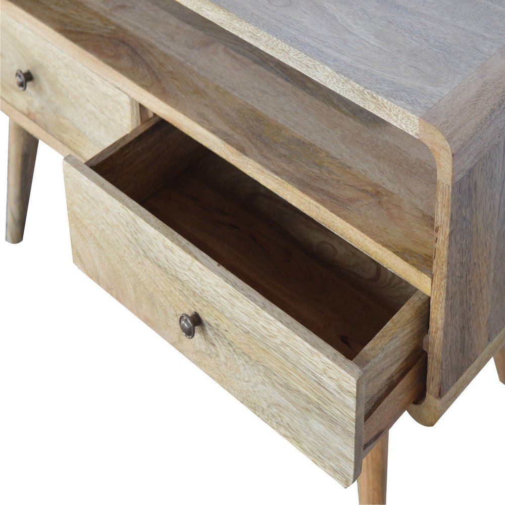 35" Oak Solid Wood Enclosed and Open Storage TV Stand