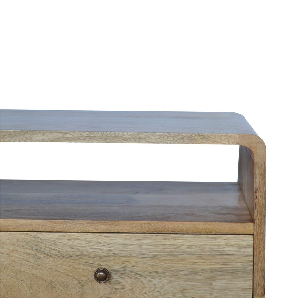 35" Oak Solid Wood Enclosed and Open Storage TV Stand