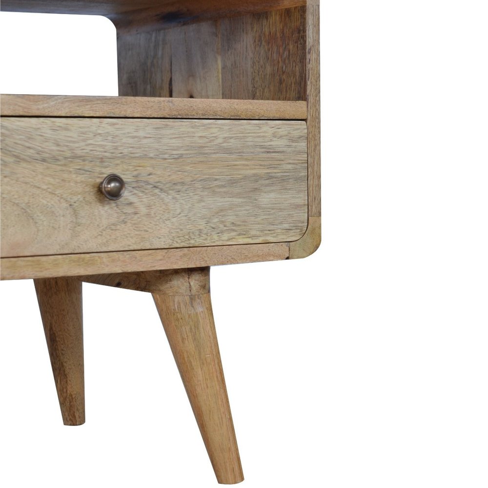 35" Oak Solid Wood Enclosed and Open Storage TV Stand