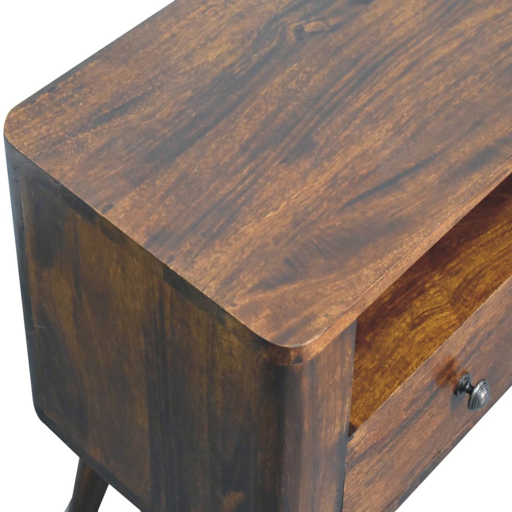 35" Brown Solid Wood Enclosed and Open Storage TV Stand