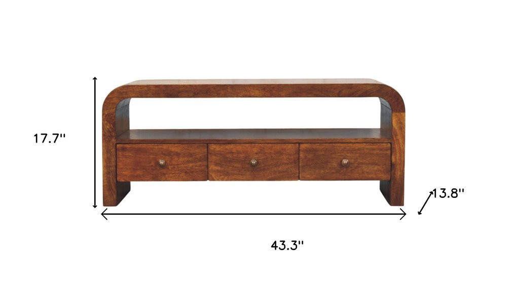 43" Brown Solid Wood Enclosed and Open Storage TV Stand