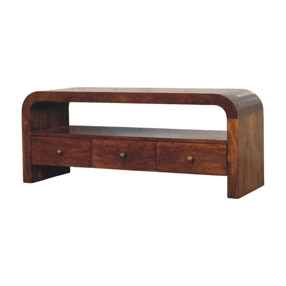 43" Brown Solid Wood Enclosed and Open Storage TV Stand