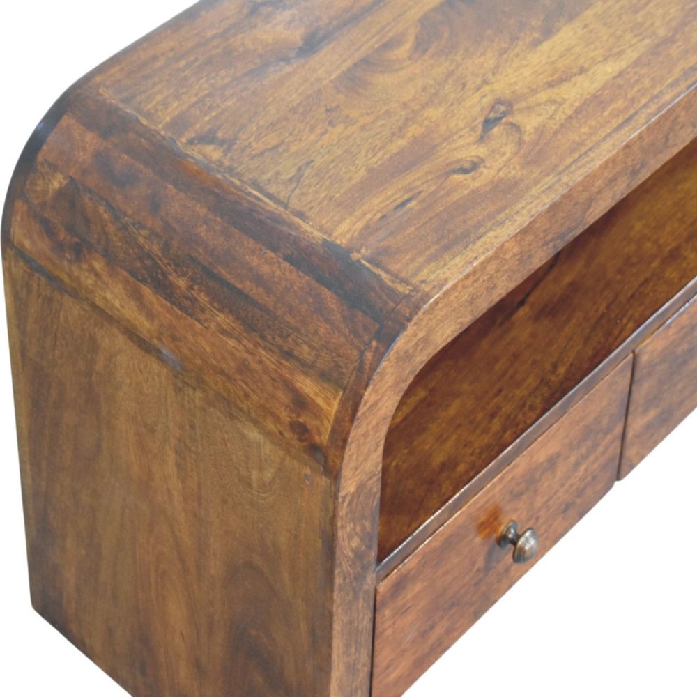 43" Brown Solid Wood Enclosed and Open Storage TV Stand