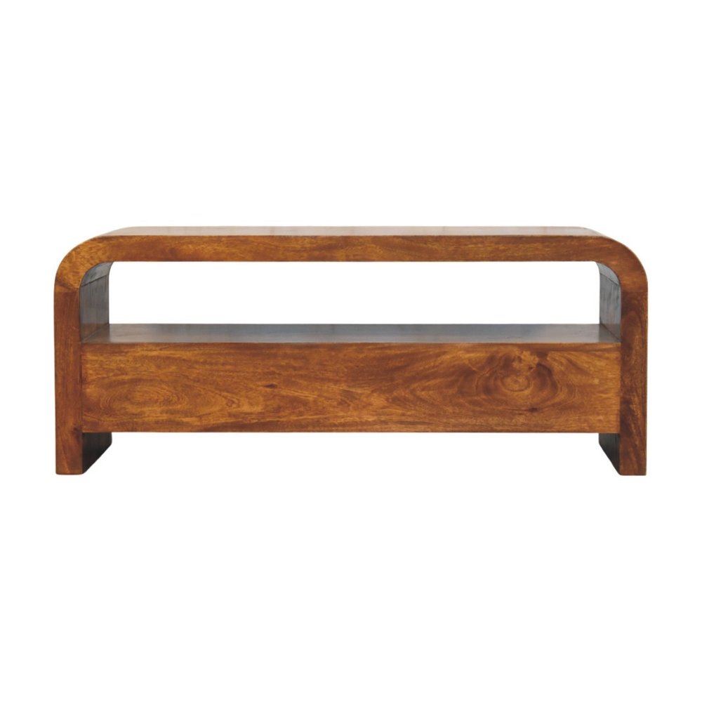 43" Brown Solid Wood Enclosed and Open Storage TV Stand