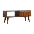35" Brown Solid Wood Enclosed and Open Storage TV Stand