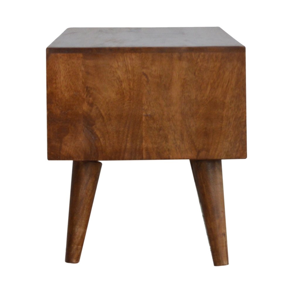 35" Brown Solid Wood Enclosed and Open Storage TV Stand